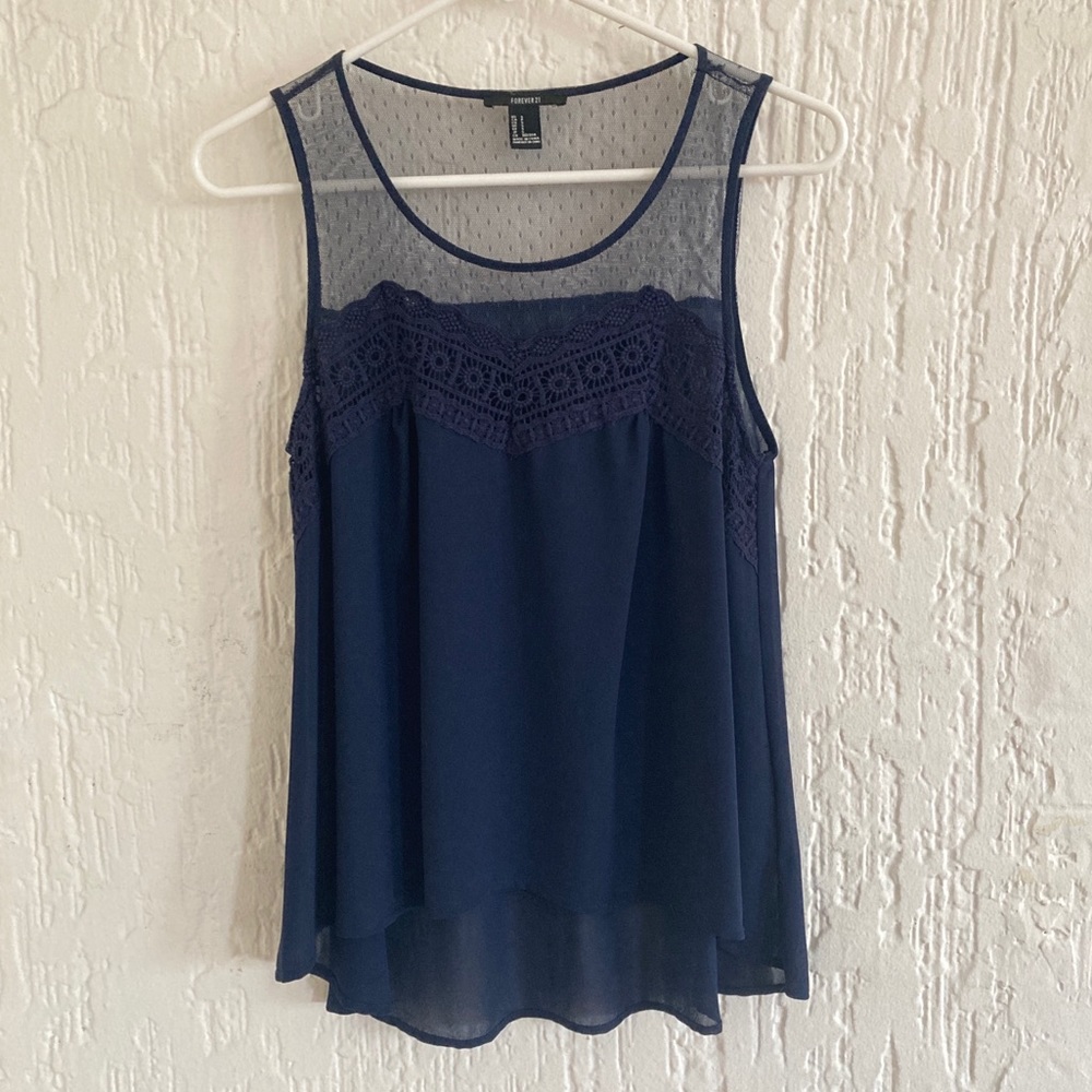 Forever 21 Blue Sleeveless Blouse Size Small